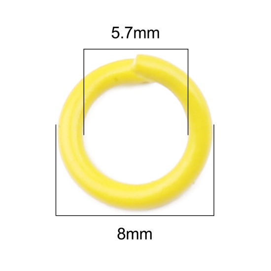 Picture of 200 PCs 8mm Dia., 1.2mm(17 gauge) Iron Based Alloy Open Jump Rings Findings For Jewelry Making Yellow Round