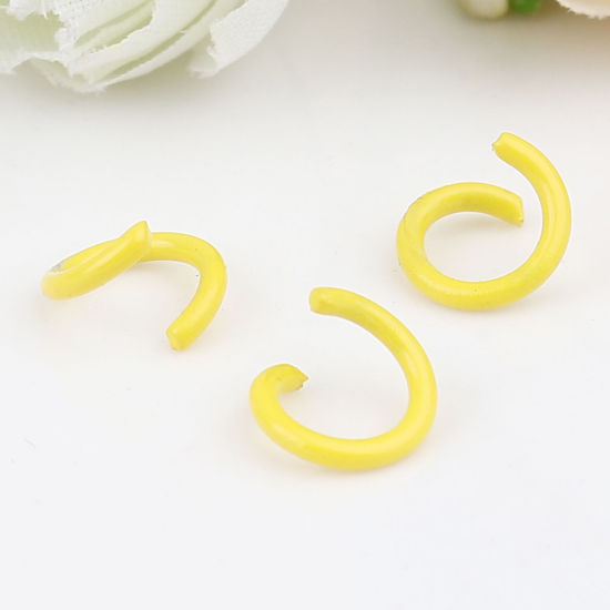 Picture of 200 PCs 8mm Dia., 1.2mm(17 gauge) Iron Based Alloy Open Jump Rings Findings For Jewelry Making Yellow Round