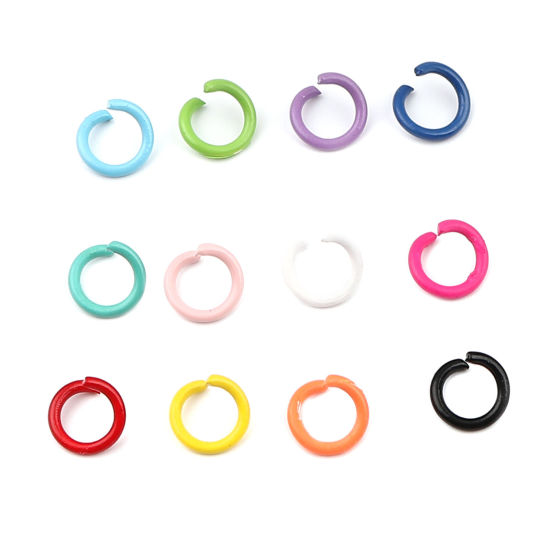 Picture of 200 PCs 8mm Dia., 1.2mm(17 gauge) Iron Based Alloy Open Jump Rings Findings For Jewelry Making Yellow Round