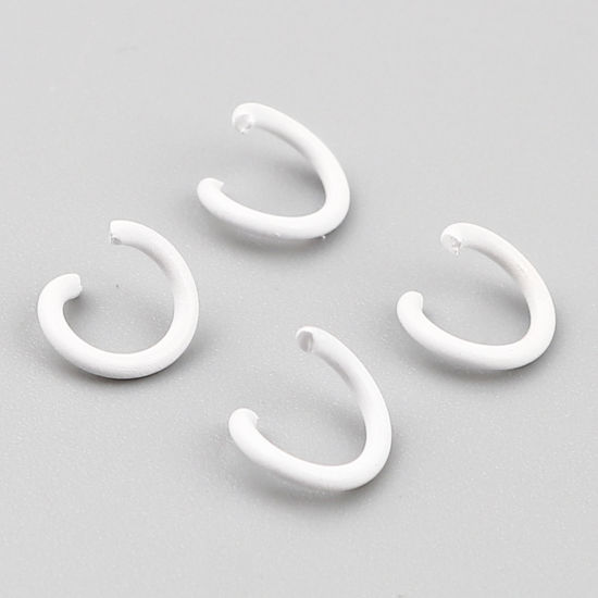 Picture of 200 PCs 8mm Dia., 1.2mm(17 gauge) Iron Based Alloy Open Jump Rings Findings For Jewelry Making White Round