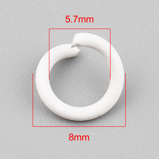 Picture of 200 PCs 8mm Dia., 1.2mm(17 gauge) Iron Based Alloy Open Jump Rings Findings For Jewelry Making White Round