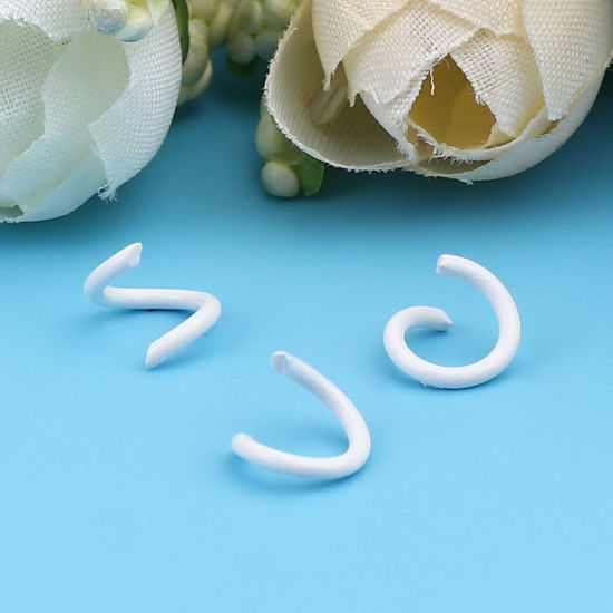 Picture of 200 PCs 8mm Dia., 1.2mm(17 gauge) Iron Based Alloy Open Jump Rings Findings For Jewelry Making White Round