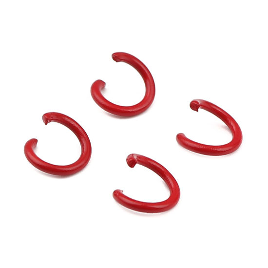 Picture of 200 PCs 8mm Dia., 1.2mm(17 gauge) Iron Based Alloy Open Jump Rings Findings For Jewelry Making Red Round