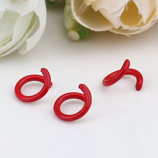 Picture of 200 PCs 8mm Dia., 1.2mm(17 gauge) Iron Based Alloy Open Jump Rings Findings For Jewelry Making Red Round