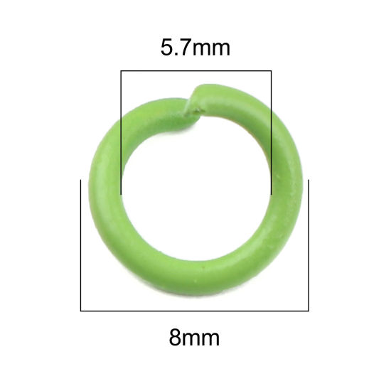 Picture of 200 PCs 8mm Dia., 1.2mm(17 gauge) Iron Based Alloy Open Jump Rings Findings For Jewelry Making Green Round