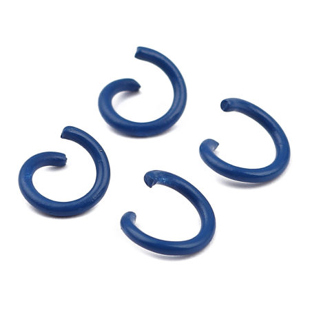 Image de 200 Pcs 8mm Dia, 1.2mm(taille 17) Anneaux de Jonction pour la Fabrication de Bijoux Ouvert en Alliage de Fer Bleu Foncé Rond