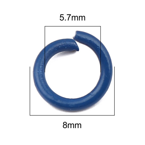 Picture of 200 PCs 8mm Dia., 1.2mm(17 gauge) Iron Based Alloy Open Jump Rings Findings For Jewelry Making Dark Blue Round