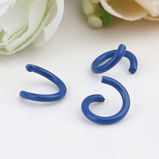 Picture of 200 PCs 8mm Dia., 1.2mm(17 gauge) Iron Based Alloy Open Jump Rings Findings For Jewelry Making Dark Blue Round