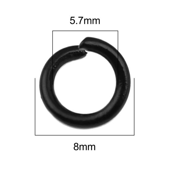 Picture of 200 PCs 8mm Dia., 1.2mm(17 gauge) Iron Based Alloy Open Jump Rings Findings For Jewelry Making Black Round