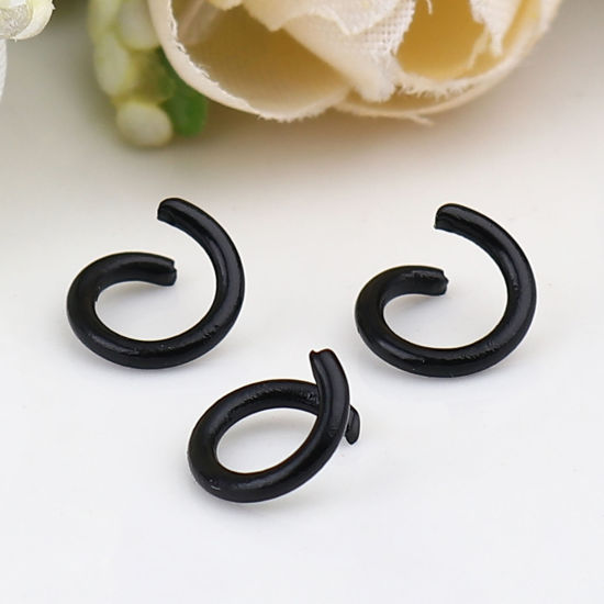 Picture of 200 PCs 8mm Dia., 1.2mm(17 gauge) Iron Based Alloy Open Jump Rings Findings For Jewelry Making Black Round