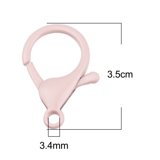 Picture of Iron Based Alloy Enamel Lobster Clasp Findings Light Pink 35mm x 23mm, 10 PCs