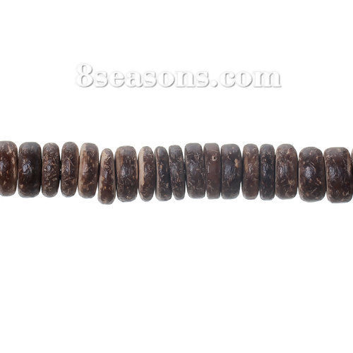 Изображение Кокосовая Койра Бусины из Кокосовой Койри, Плоские Круглые Кофейный 10мм диаметр, 1мм, 41см длина, 3 Нитки 112 шт / 1 нитка