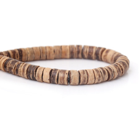 3 Strands (Approx 162 PCs/Strand) Coconut Shell Spacer Beads For DIY Jewelry Making Cylinder Light Coffee About 8mm Dia, Hole: Approx 1mm, 40cm(15 6/8") long