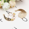 Imagen de Zinc Based Alloy Galaxy Pendants Half Moon Gold Plated Black & White Cat Enamel 33mm x 29mm, 5 PCs
