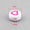 Picture of Acrylic Beads Flat Round At Random Color Heart Pattern Enamel About 7mm Dia., Hole: Approx 1.4mm, 500 PCs
