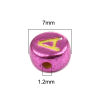 Picture of Acrylic Beads Flat Round At Random Color Initial Alphabet/ Capital Letter Pattern Plating About 7mm Dia., Hole: Approx 1.2mm, 500 PCs
