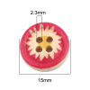 Picture of Wood Sewing Buttons Scrapbooking 4 Holes Round At Random Color Mixed Chrysanthemum Flower 15mm Dia., 100 PCs