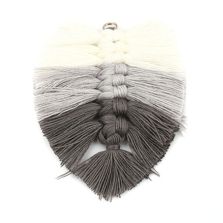 Immagine di Polyester Tassel Pendants Leaf Gray Tassel 90mm x 65mm, 2 PCs