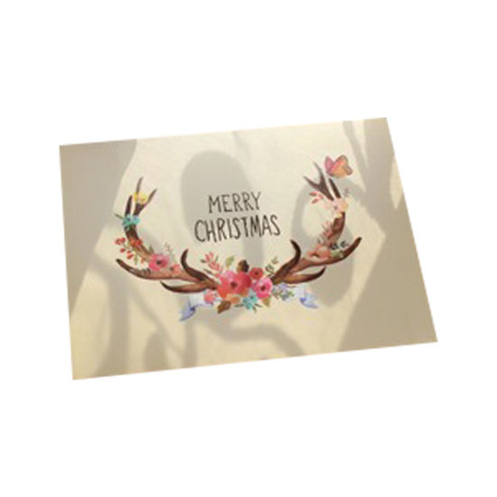 Picture of Paper Envelope Greeting Card Seals Stickers Labels Christmas Reindeer Beige Butterfly Pattern 11.5cm x 8.5cm, 1 Set