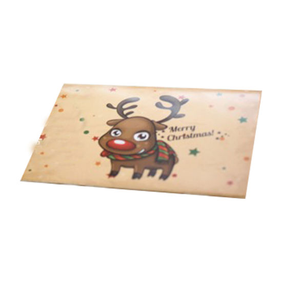 紙 封筒 長方形 ライトブラウン クリスマス・トナカイパターン 11.5cmx 8.5cm、 1 セット の画像