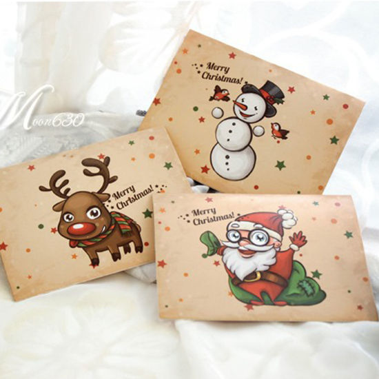 Picture of Paper Envelope DIY Scrapbook Deco Stickers Rectangle Light Brown Christmas Tree Pattern 11.5cm x 8.5cm, 1 Set