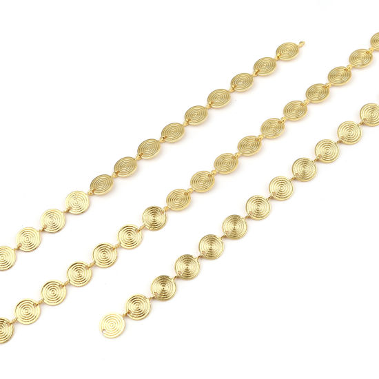 Изображение Brass Link Chain Findings Round Circle Gold Plated 10x8mm, 1 M                                                                                                                                                                                                