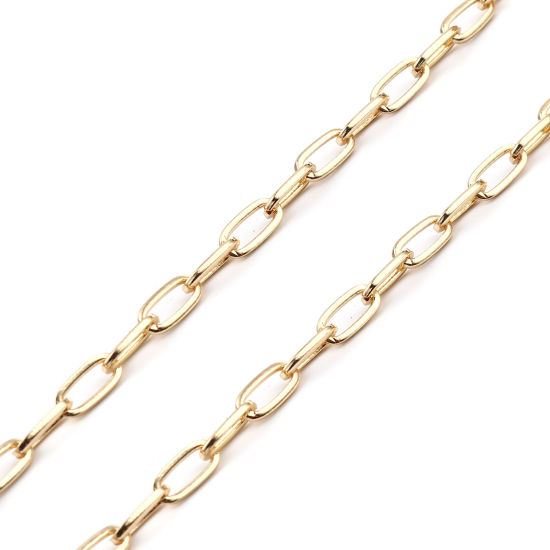 Picture of Brass Link Cable Chain Findings Oval Real Gold Plated 14x6mm, 1 M