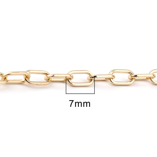 Picture of Brass Link Cable Chain Findings Oval Real Gold Plated 7x4mm, 1 M