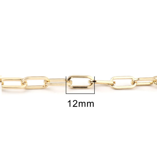 Bild von Messing Gliederkette Kette Zubehör Oval Echtgold plattiert 12x6mm, 1 Meter