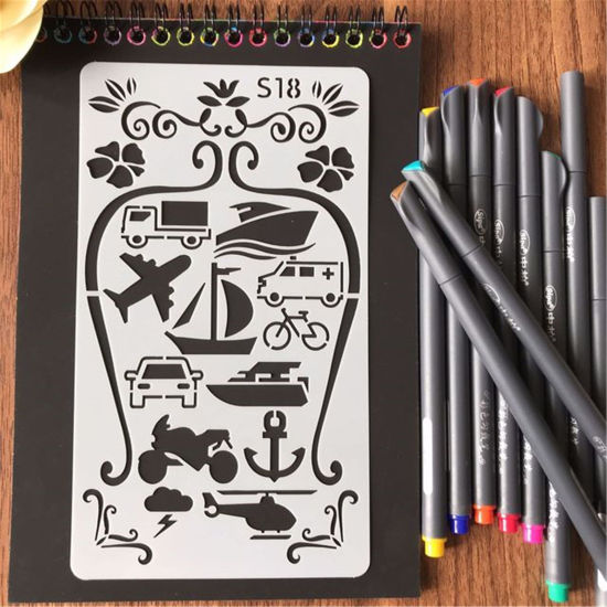 Picture of PET Children DIY Drawing Template Vehicle Pattern White 17.8cm x 10.2cm, 1 Piece