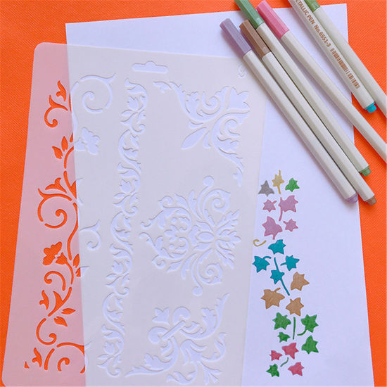 Picture of PET Children DIY Drawing Template Flower Butterfly Pattern White 26cm x 17.8cm, 1 Piece