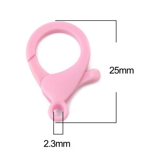 Image de Fermoir Mousqueton en Plastique Rose 25mm x 17mm, 30 Pcs