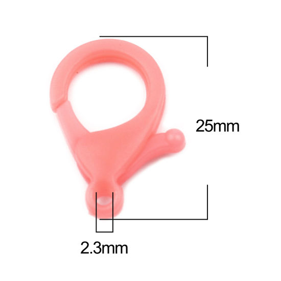 Image de Fermoir Mousqueton en Plastique Rose Pêche 25mm x 17mm, 30 Pcs