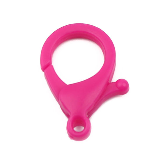 Image de Fermoir Mousqueton en Plastique Fuchsia 25mm x 17mm, 30 Pcs