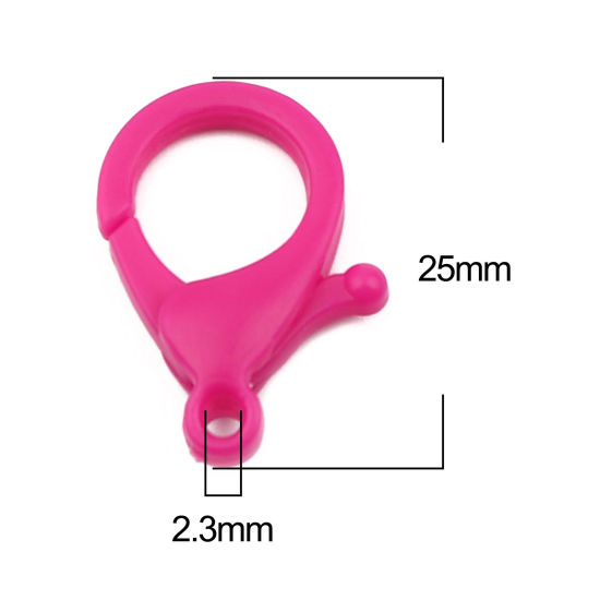 Image de Fermoir Mousqueton en Plastique Fuchsia 25mm x 17mm, 30 Pcs