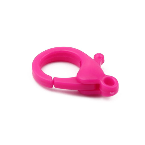 Image de Fermoir Mousqueton en Plastique Fuchsia 25mm x 17mm, 30 Pcs