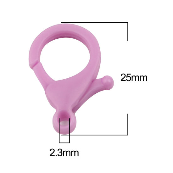 Image de Fermoir Mousqueton en Plastique Mauve 25mm x 17mm, 30 Pcs