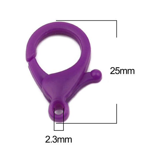 Image de Fermoir Mousqueton en Plastique Violet 25mm x 17mm, 30 Pcs