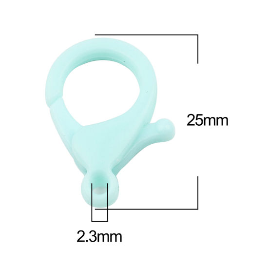 Image de Fermoir Mousqueton en Plastique Vert Menthe 25mm x 17mm, 30 Pcs