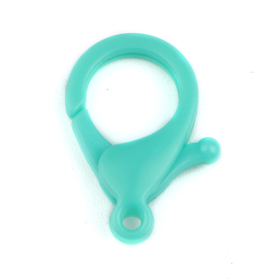 Image de Fermoir Mousqueton en Plastique Bleu-Vert 25mm x 17mm, 30 Pcs