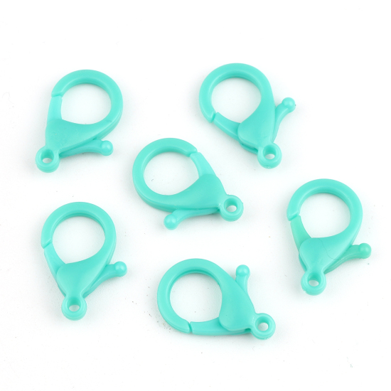 Image de Fermoir Mousqueton en Plastique Bleu-Vert 25mm x 17mm, 30 Pcs