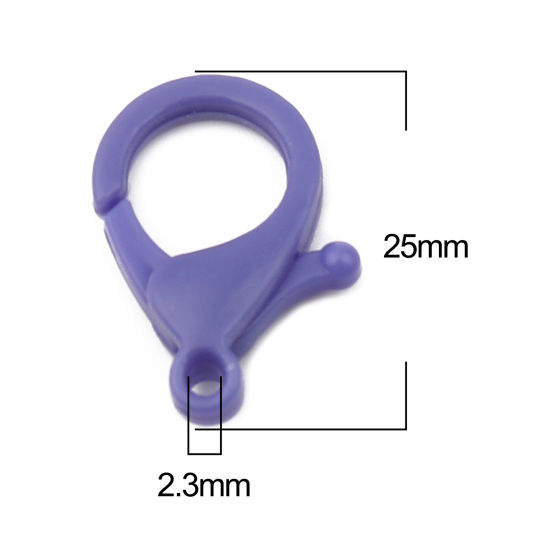 Image de Fermoir Mousqueton en Plastique Bleu Violet 25mm x 17mm, 30 Pcs