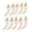 Immagine di Ottone Micro Intarsio Ciondoli Oro Placcato Bianco Sporco Forma di Corno Smalto Multicolore Strass 32mm x 19mm, 1 Pz