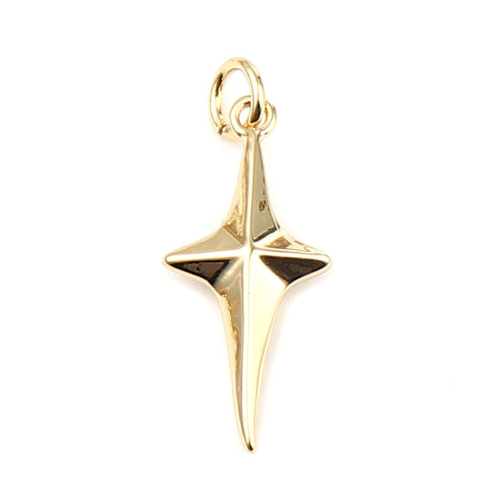 Picture of Brass Galaxy Charms Gold Plated Star 26mm x 10mm, 3 PCs