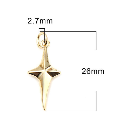 Picture of Brass Galaxy Charms Gold Plated Star 26mm x 10mm, 3 PCs