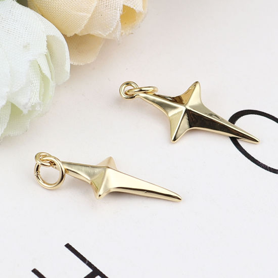Picture of Brass Galaxy Charms Gold Plated Star 26mm x 10mm, 3 PCs