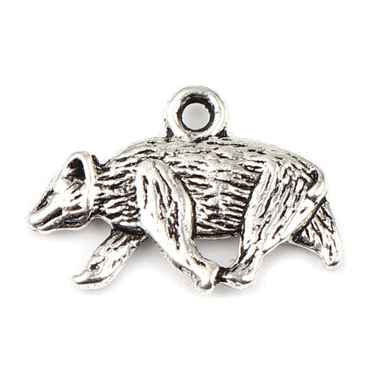 Immagine di Lega di Zinco Charms Badger Animal Argento Antico 21mm x 15mm , 50 Pz