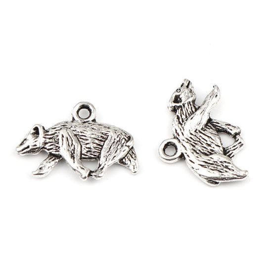 Immagine di Lega di Zinco Charms Badger Animal Argento Antico 21mm x 15mm , 50 Pz