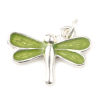 Picture of Zinc Based Alloy Insect Charms Silver Plated Green Dragonfly Animal Enamel 19mm x 13mm, 10 PCs