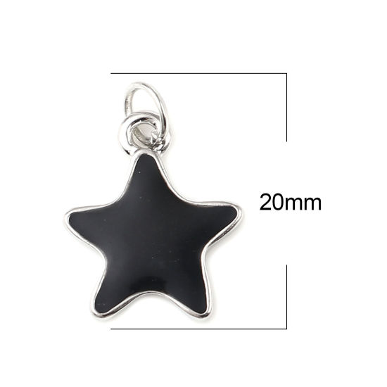 Immagine di Lega di Zinco Galassia Charms Stella Tono Argento Nero Smalto 20mm x 14mm , 10 Pz
